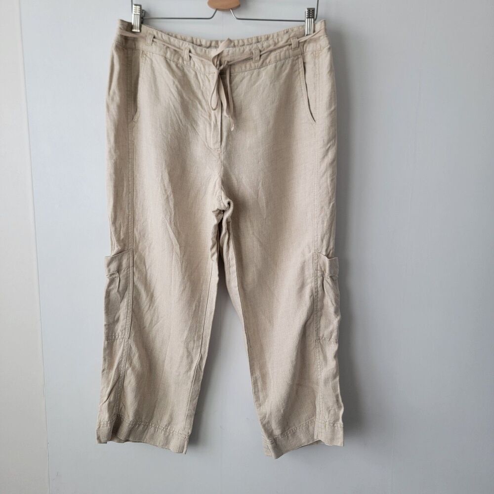 charter club women's 100% linen capri length pants size 14 Minimalist pockted